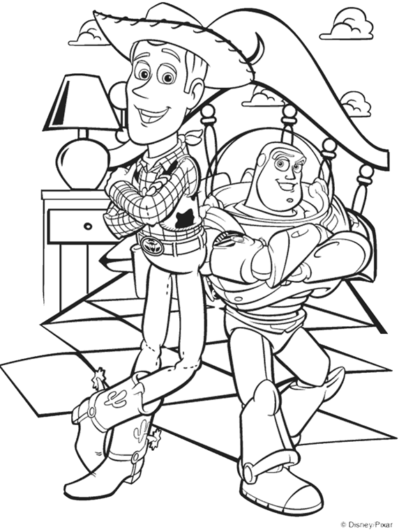 Disney Toy Story Woody and Buzz Coloring Page for Kids crayola