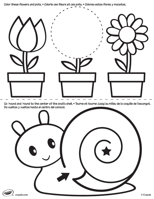 Download First Pages - Flower and Snail Coloring Page | crayola.com