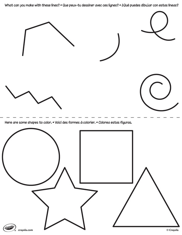First Pages Lines and Shapes Coloring Page