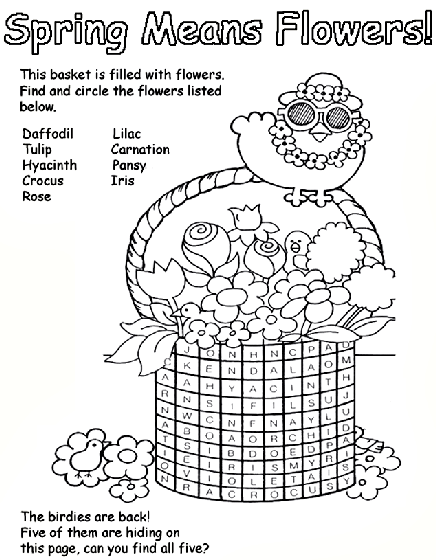 Spring Means Flowers coloring page