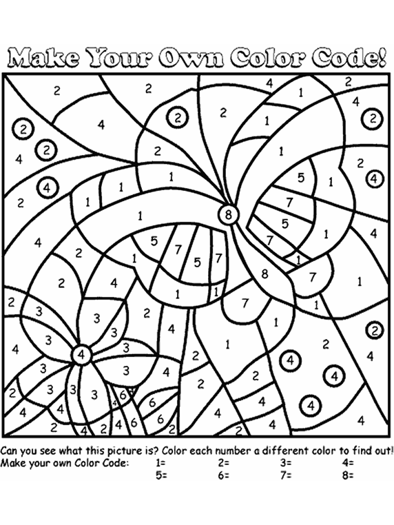 Butterfly Color by Number Printable Coloring Page