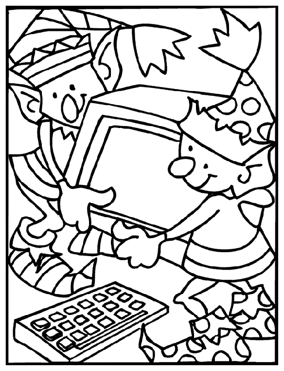 Christmas Elves Working Coloring Page | crayola.com