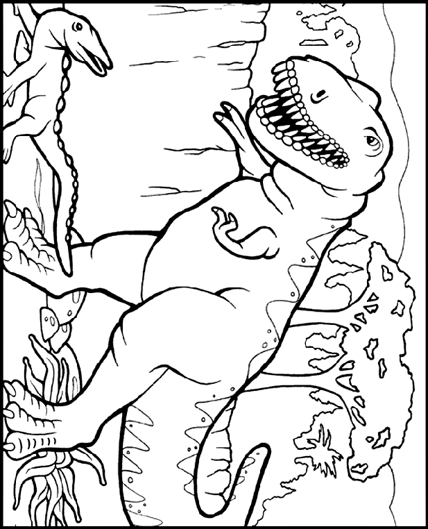 T Rex Dinosaur Coloring Page · Creative Fabrica