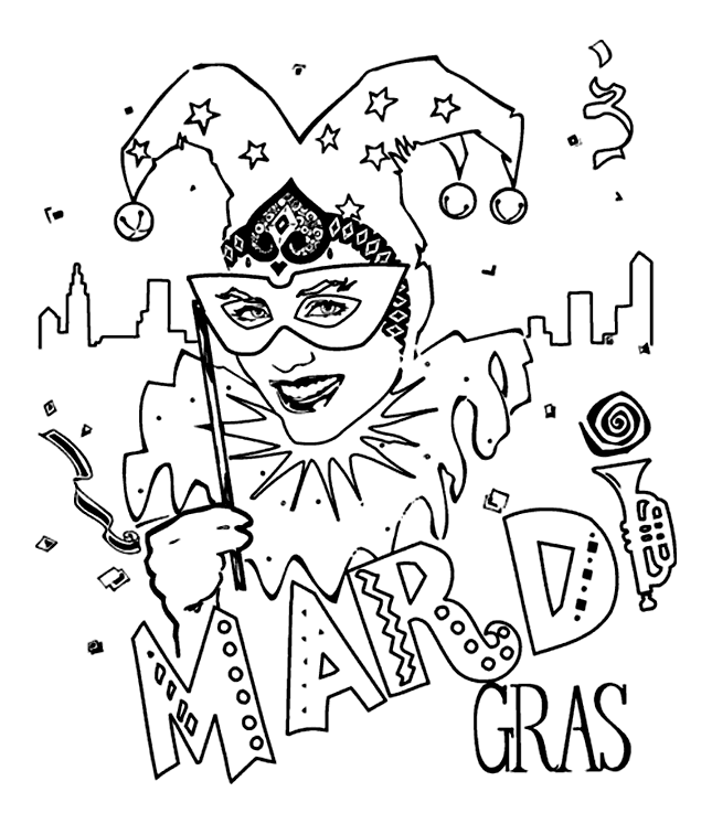 mardi gras jester clip art black and white