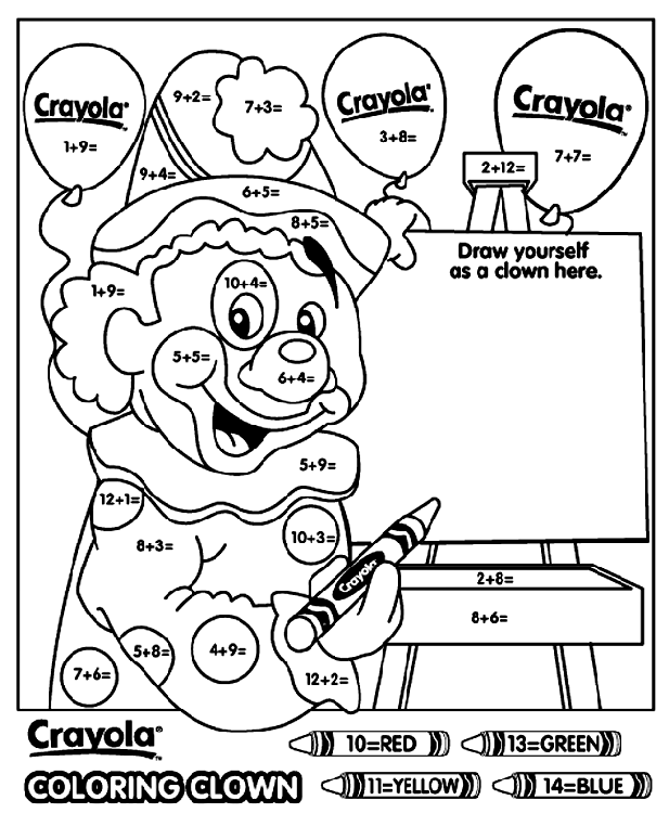 Coloring Clown Addition Coloring Page Crayola Com There is 2 clown types : coloring clown addition coloring page
