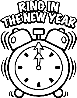 New Year's Clock coloring page