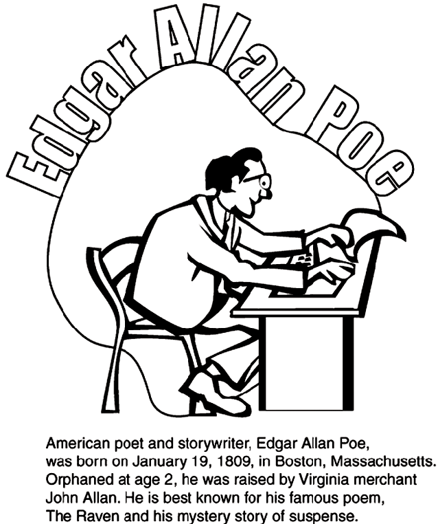 Edgar Allan Poe Coloring Page Crayola Com