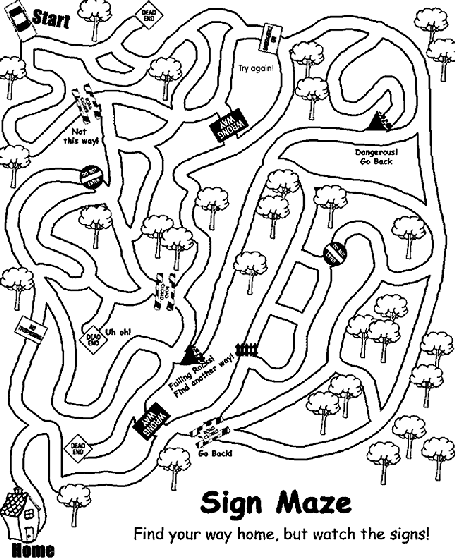 Sign Maze Coloring Page crayolacom