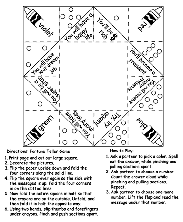 Fortune Teller Game Coloring Page Crayola Com