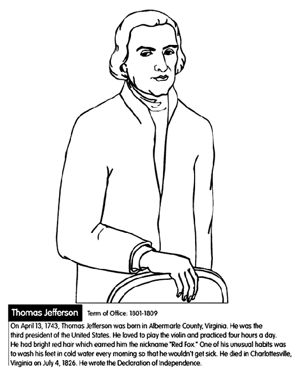 U S President Thomas Jefferson Coloring Page Crayola Com .of thomas jefferson (kid's guide to drawing the presidents of the united states of america) as we'd love your help. u s president thomas jefferson