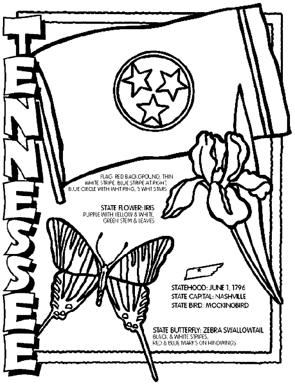 Tennessee State Map Coloring Page
