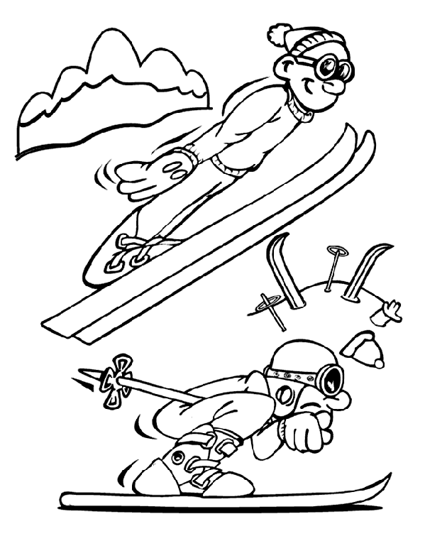 824 Cartoon Skiing Coloring Pages 