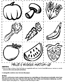 Fruit and Veggie Match coloring page