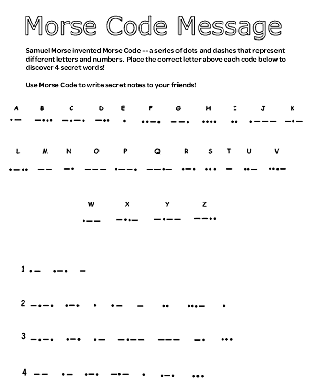 Morse Code Chart Printable