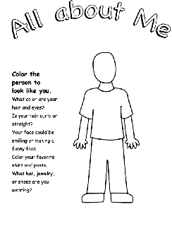All About Me coloring page