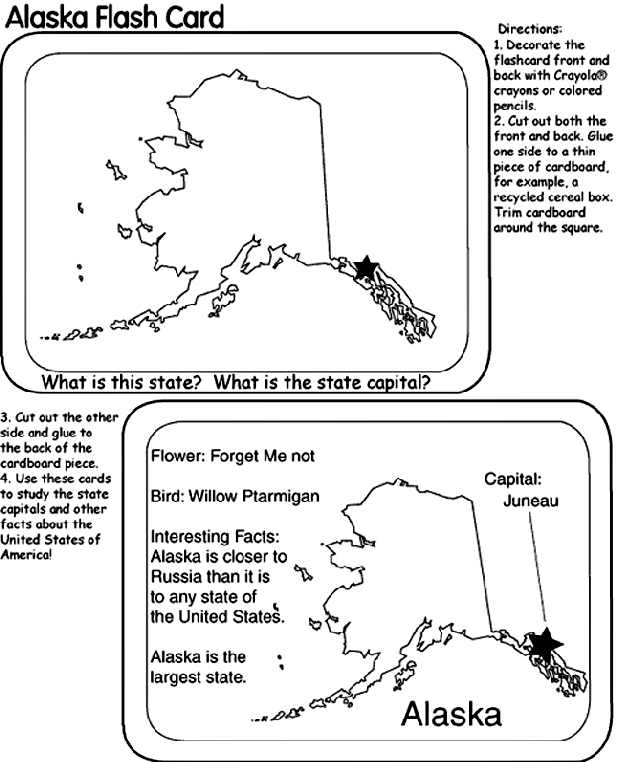 Alaska Coloring Pages US State Flash Cards Alaska Coloring Page crayolacom