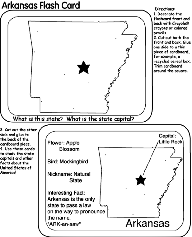 US State Flash Cards Arkansas Coloring Page Crayola us-state-flash-cards-arkansas-coloring-page-crayola