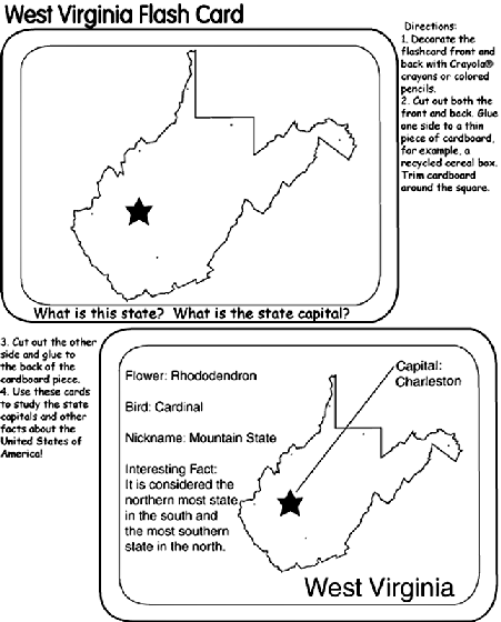 Download US State Flash Cards - West Virginia Coloring Page | crayola.com
