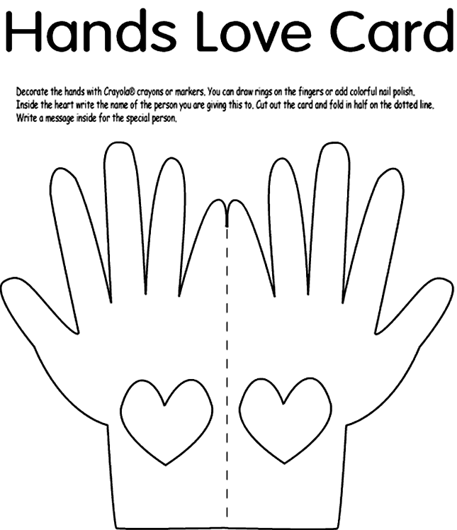 Hands Love Card Coloring Page | crayola.com