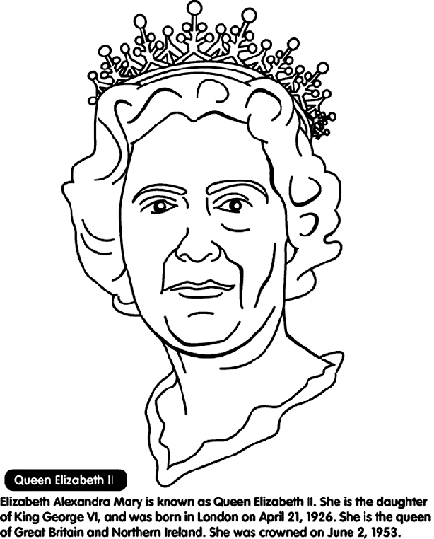 Queen Coloring Sheet Queen Elizabeth II Coloring Page crayolacom