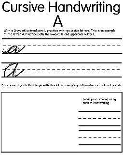 Writing Cursive Free Coloring Pages Crayola Com