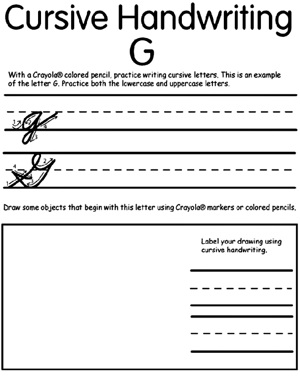 Writing Cursive G Coloring Page | Crayola.com