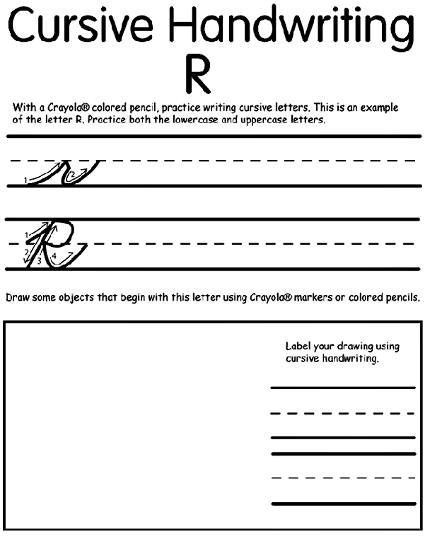 Writing Cursive R Coloring Page Crayola Com
