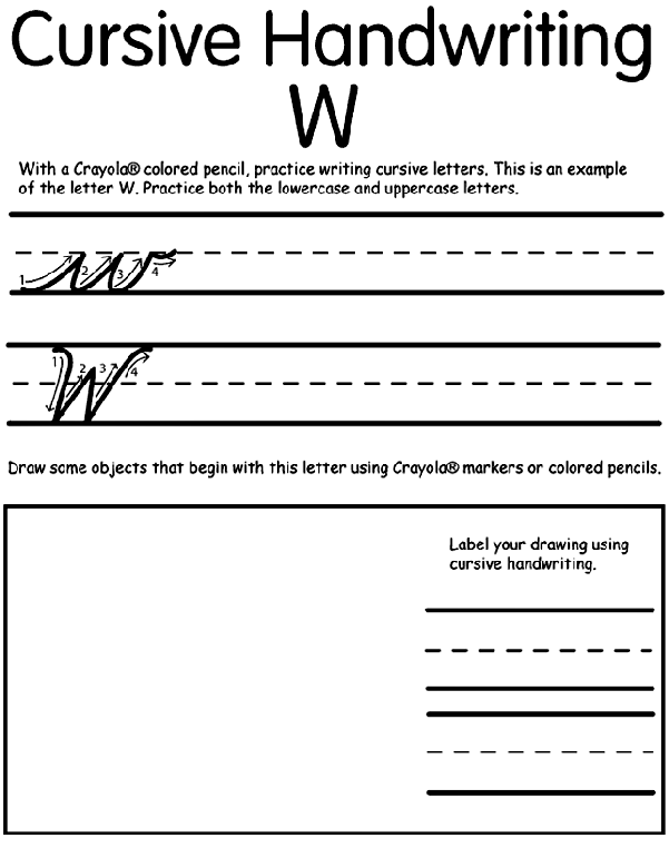Writing Cursive W Coloring Page | Crayola.com