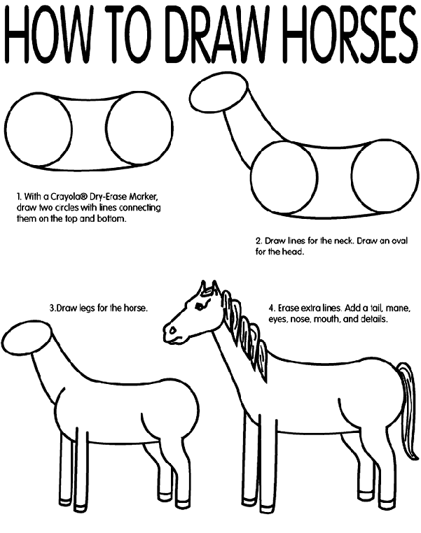 Horse Drawings To Print How to Draw Horses Coloring Page crayolacom