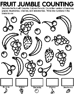 Fruit Jumble Counting coloring page
