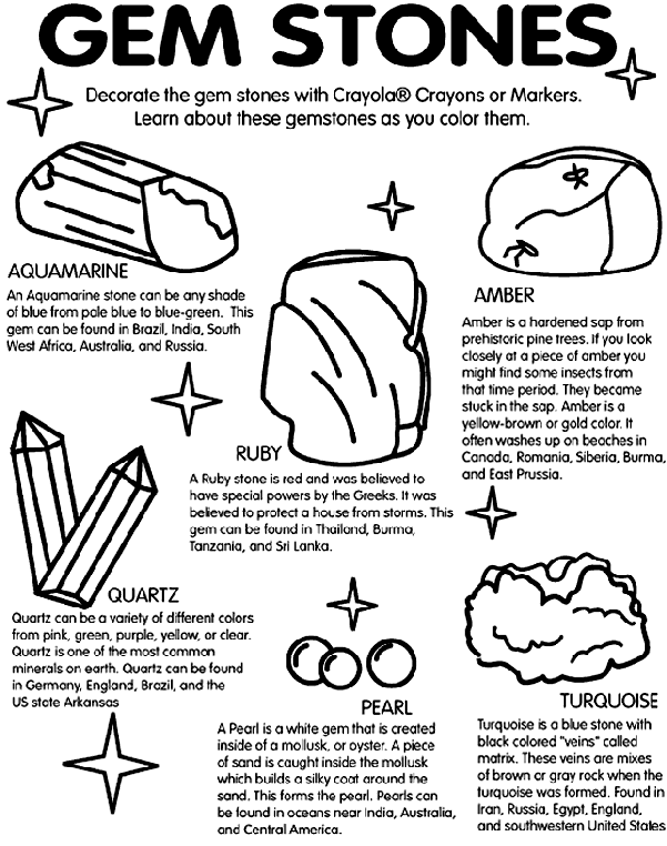 Gem Stones Coloring Page