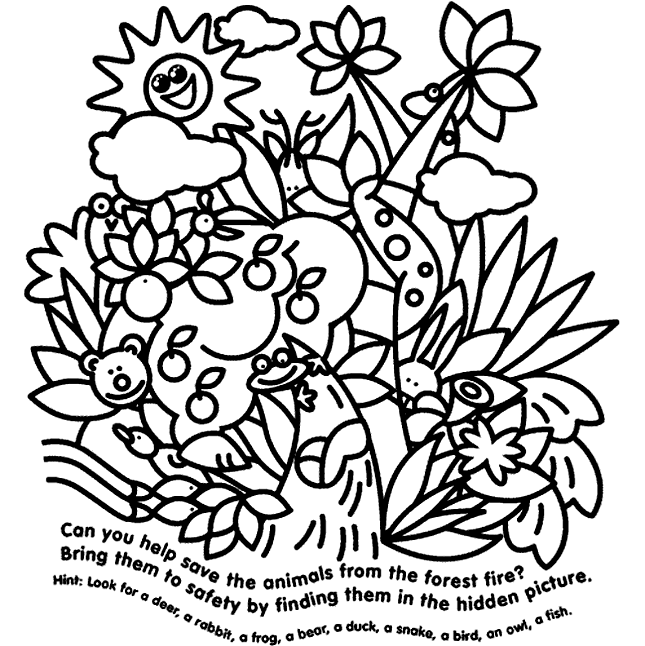 Hidden Animals Coloring Page 