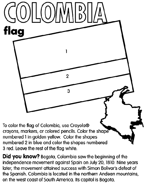 Colombia Flag Coloring Map