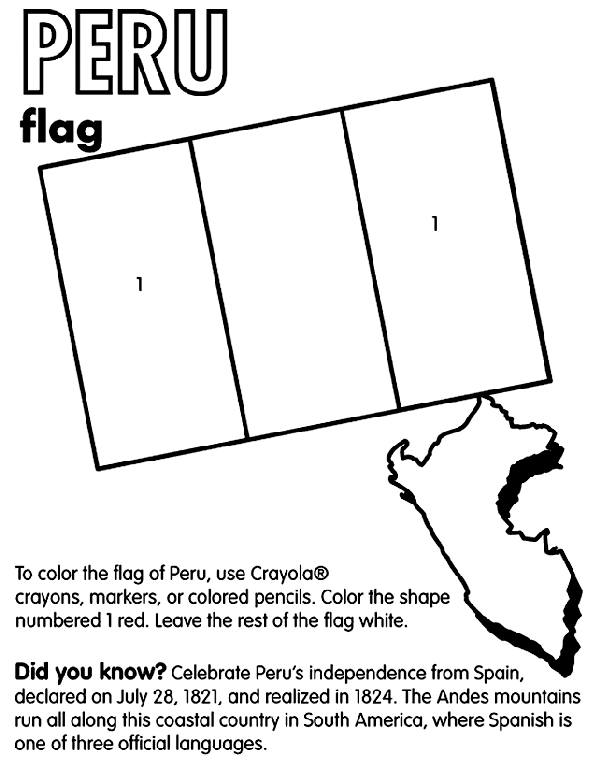 Coloring Printable Peru Flag Peru Coloring Page crayolacom