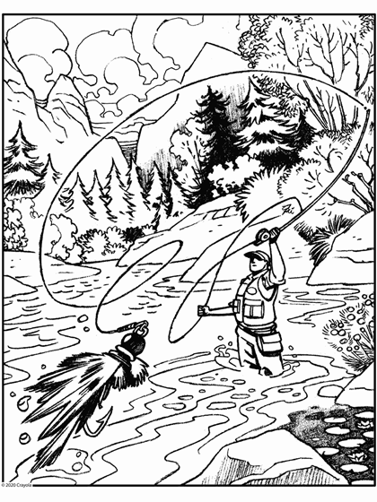 Fly Fishing Coloring Page