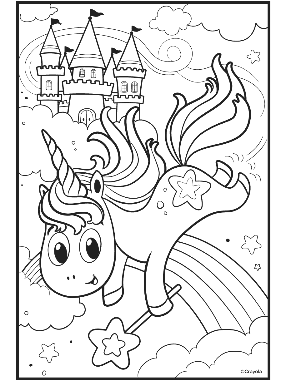 Age 3 64 Count 4 6 Unicorn Gift for Kids Crayola Uni-Creatures Coloring Pages with Custom Crayon Set 7 5 