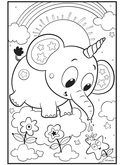 Unicorn Elephant Coloring Page