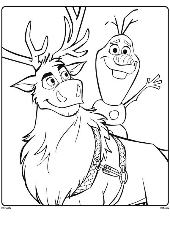 Olaf and Sven from Disney Frozen 2 Coloring Page