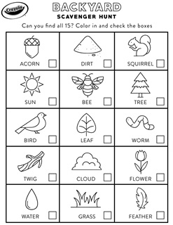 Outdoor Scavenger Hunt Coloring Page