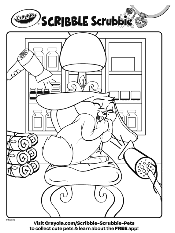 Scribble Scrubbie Pets Bunny Clyde Coloring Page