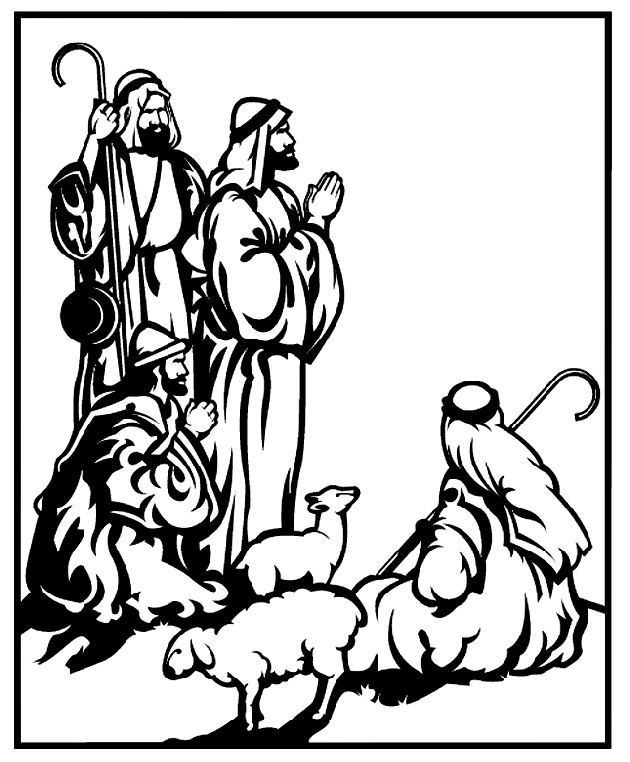 Sheep And Shepherd Coloring Page