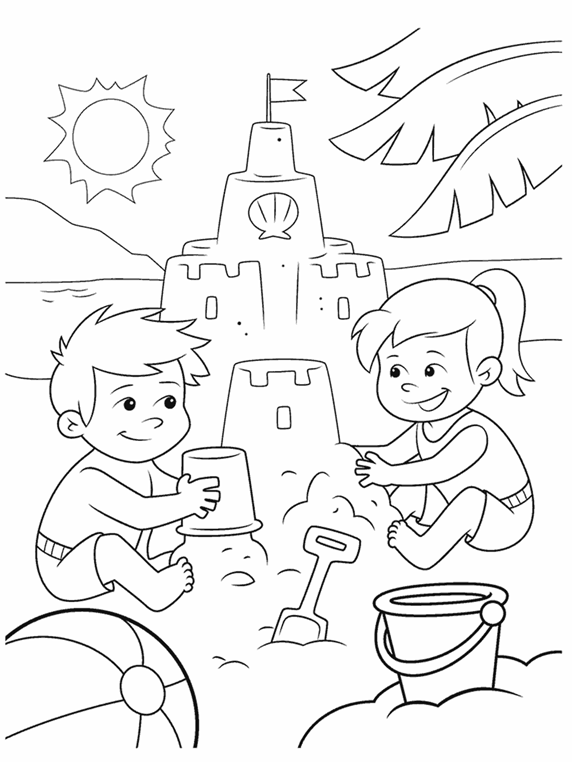 Fun at the Beach Coloring Page