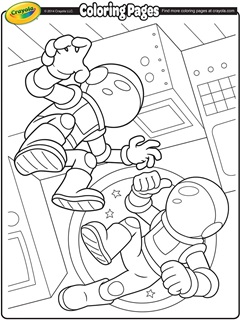 Space Astronauts Coloring Page