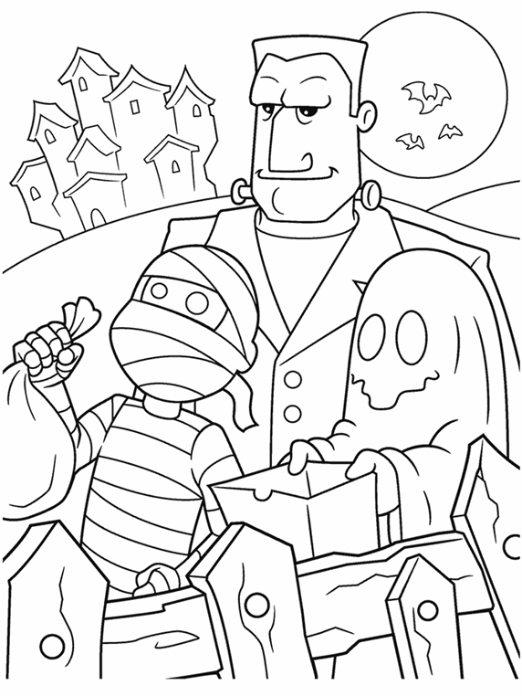 Halloween TrickorTreaters Coloring Page