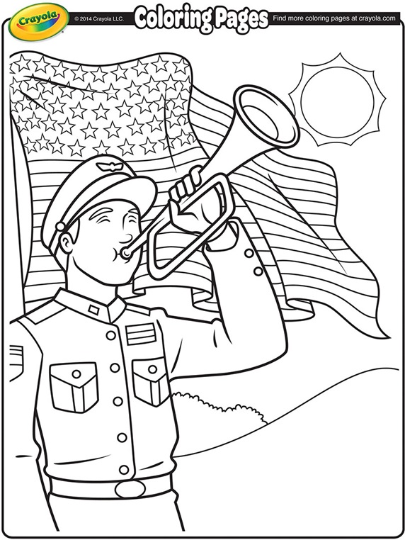 Memorial Day Bugler Coloring Page | crayola.com