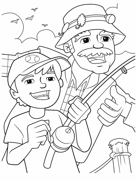 Fishing with Grandpa Coloring Page | crayola.com