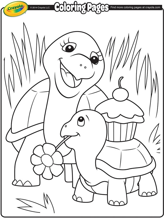 Turtle Mommy Coloring Page Crayola Com