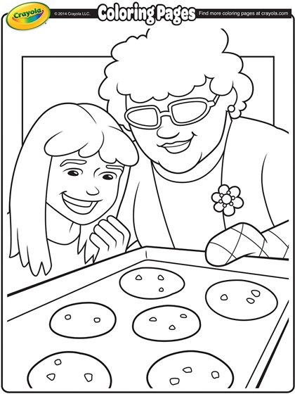 Baking Cookies With Grandma Coloring Page | crayola.com