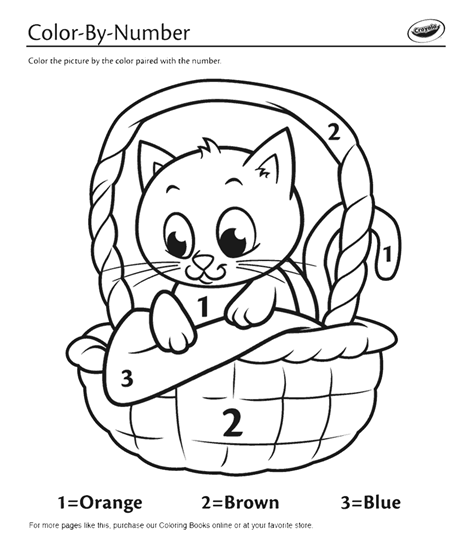 kitten in a basket colorbynumber coloring page  crayola