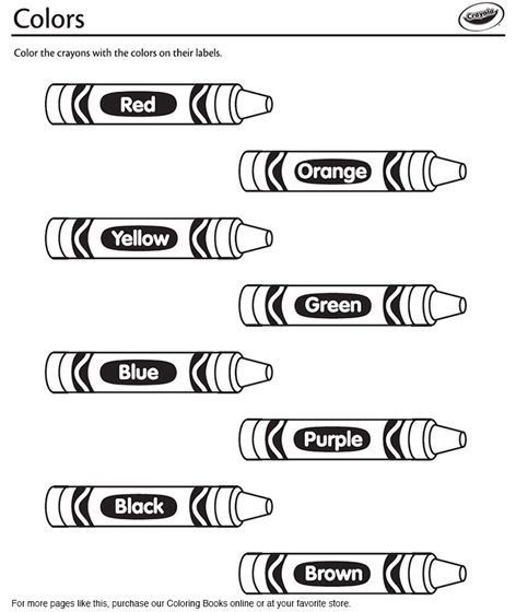 Crayons Coloring Page, Kids Coloring Pages